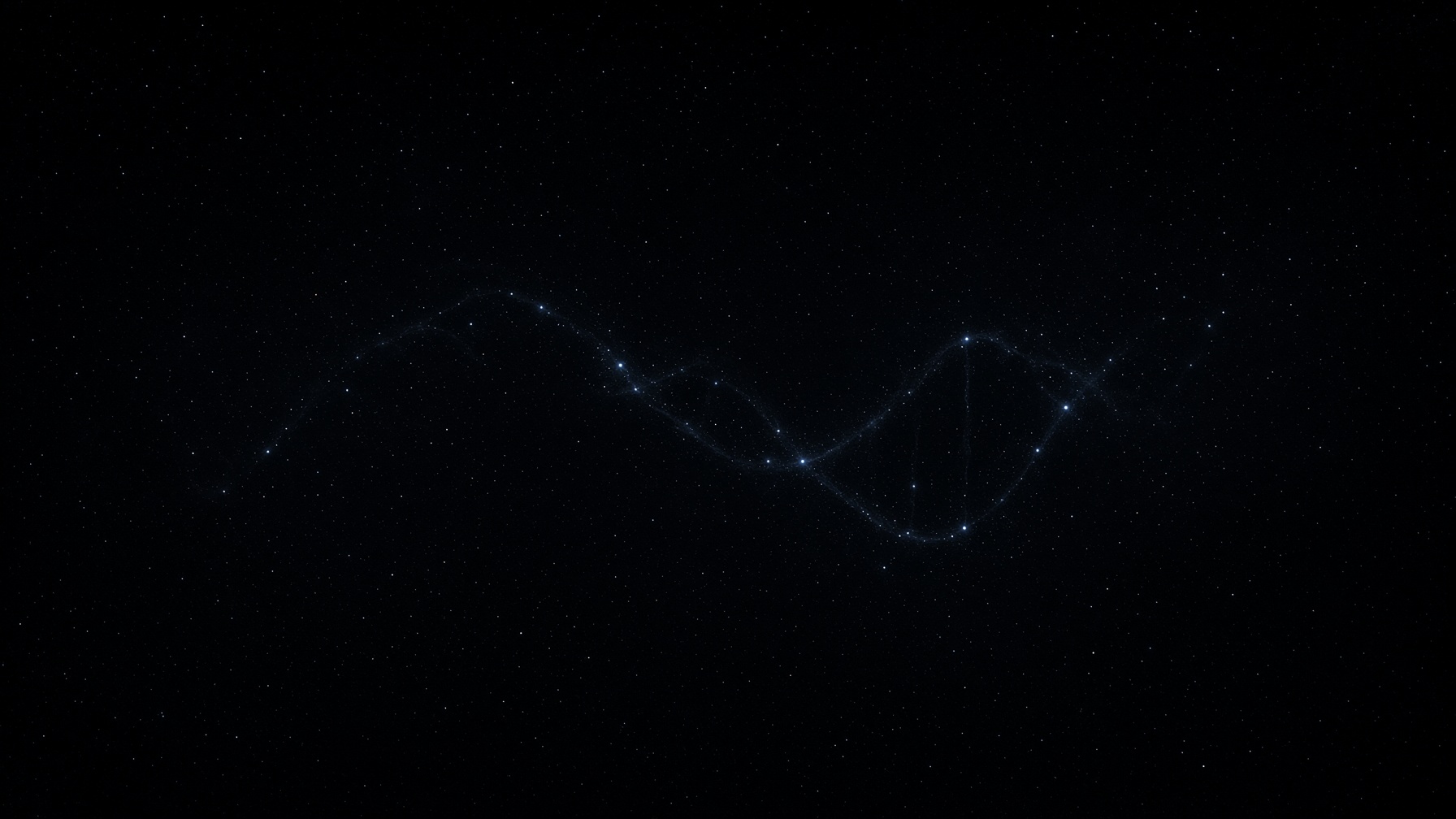 A faint helical constellation in a black void